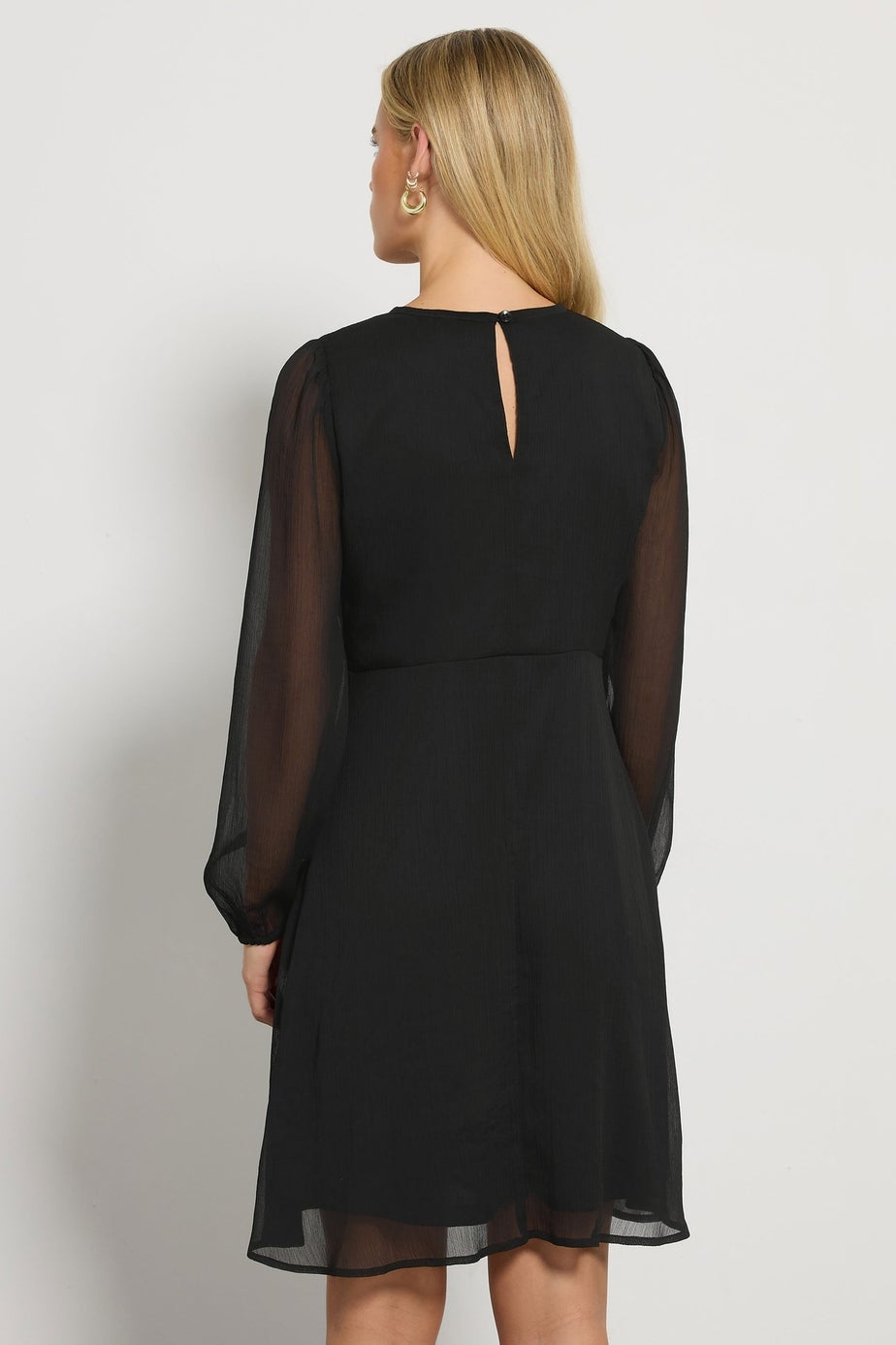 M&Co Petite Black Chiffon Midi Dress