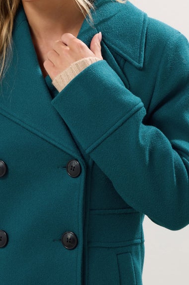 M&Co Petite Teal Green Double Breasted Midi Coat