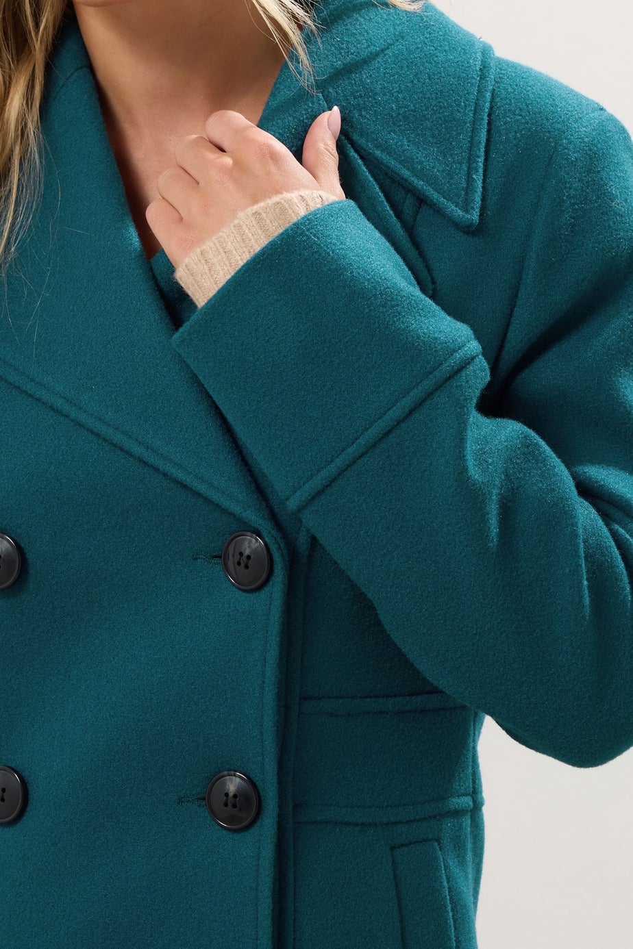 M&Co Petite Teal Green Double Breasted Midi Coat