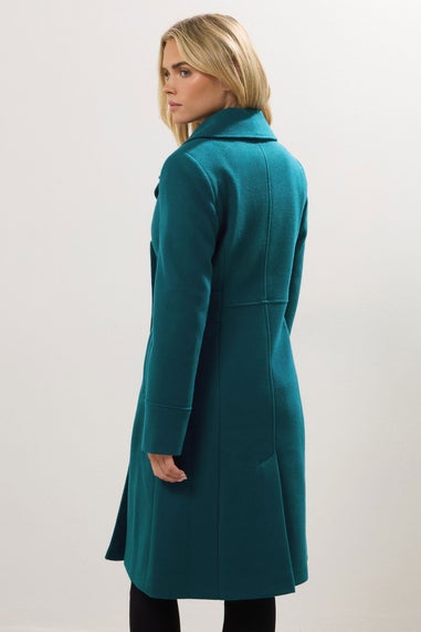 M&Co Petite Teal Green Double Breasted Midi Coat