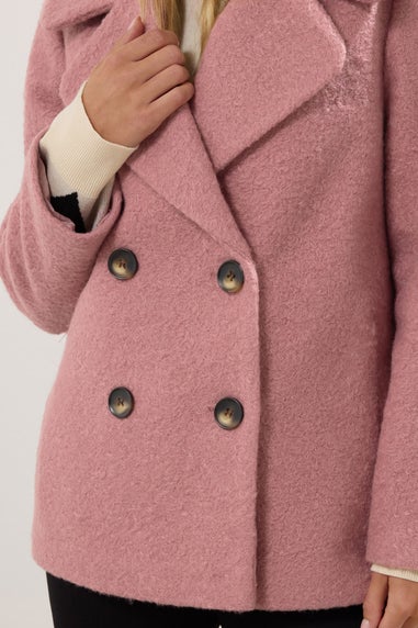 M&Co Petite Pink Double Breasted Boucle Jacket