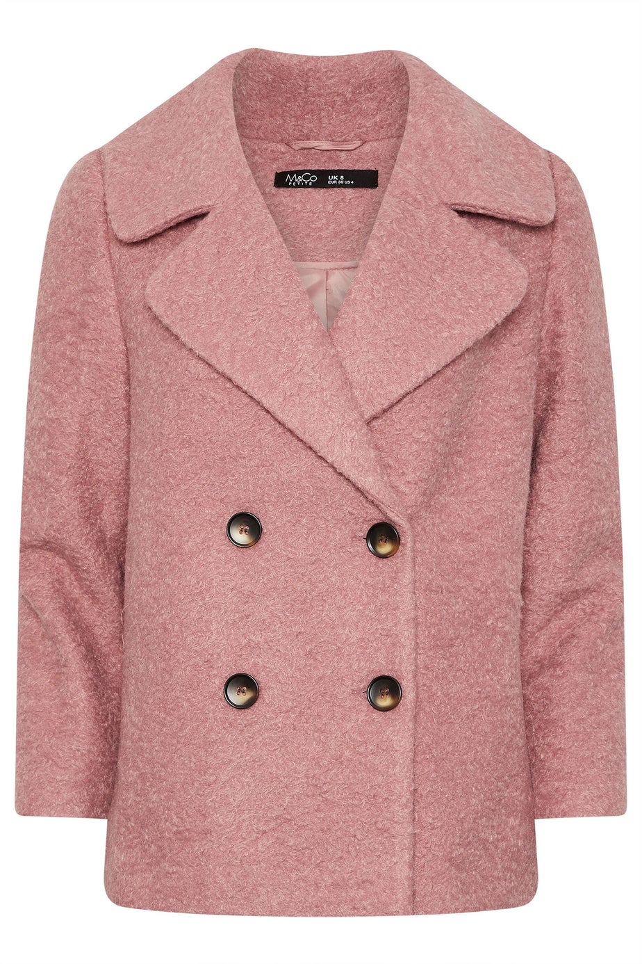 M&Co Petite Pink Double Breasted Boucle Jacket