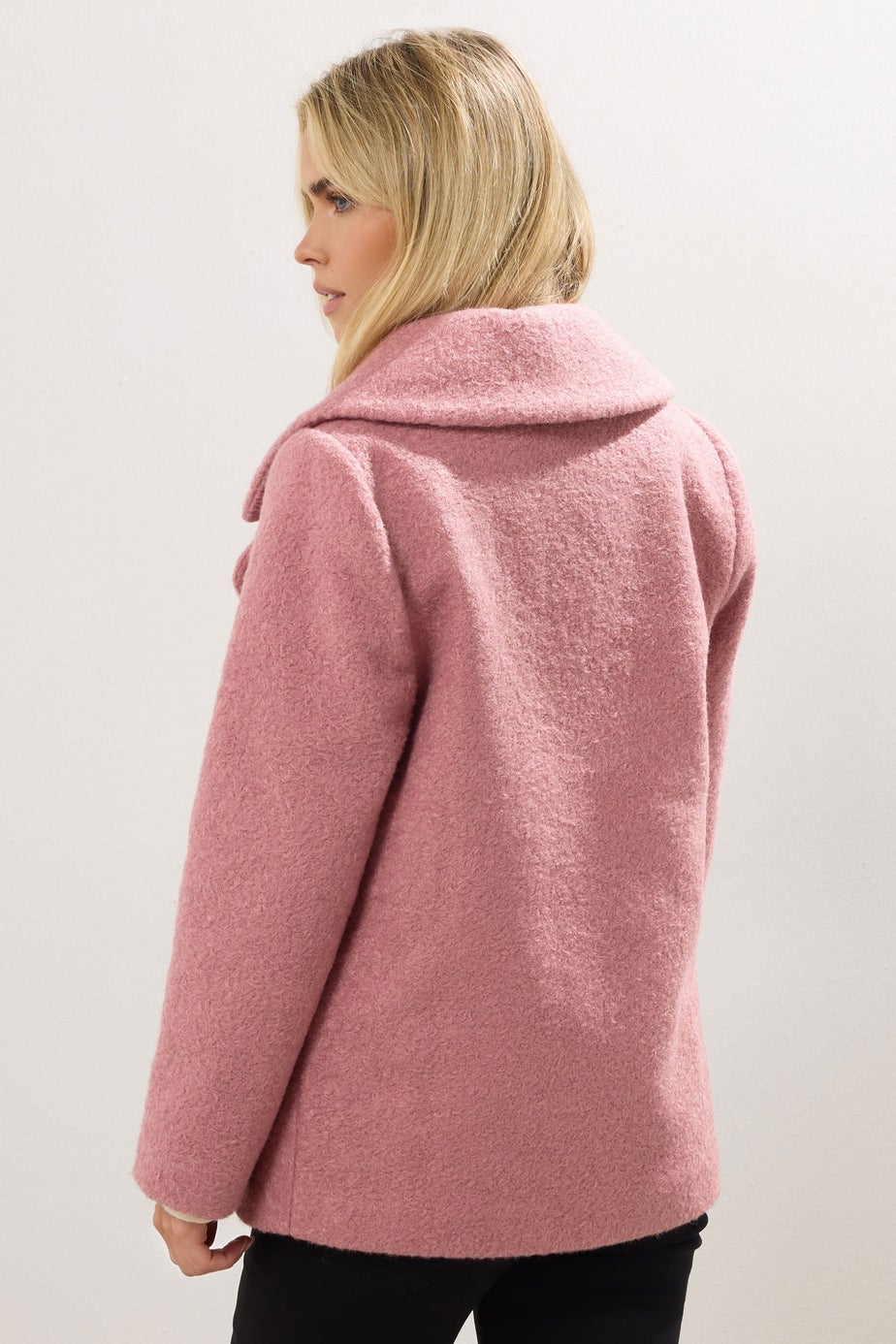 M&Co Petite Pink Double Breasted Boucle Jacket