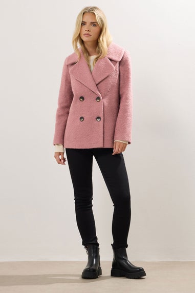 M&Co Petite Pink Double Breasted Boucle Jacket
