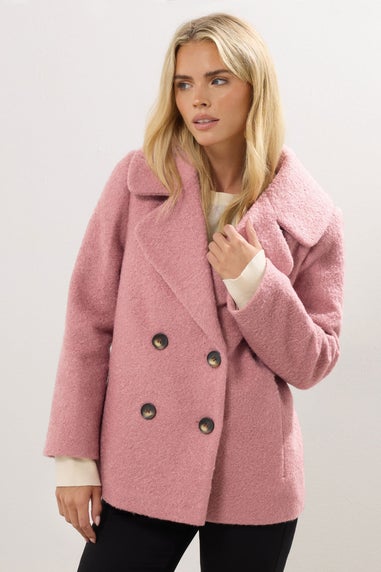 M&Co Petite Pink Double Breasted Boucle Jacket