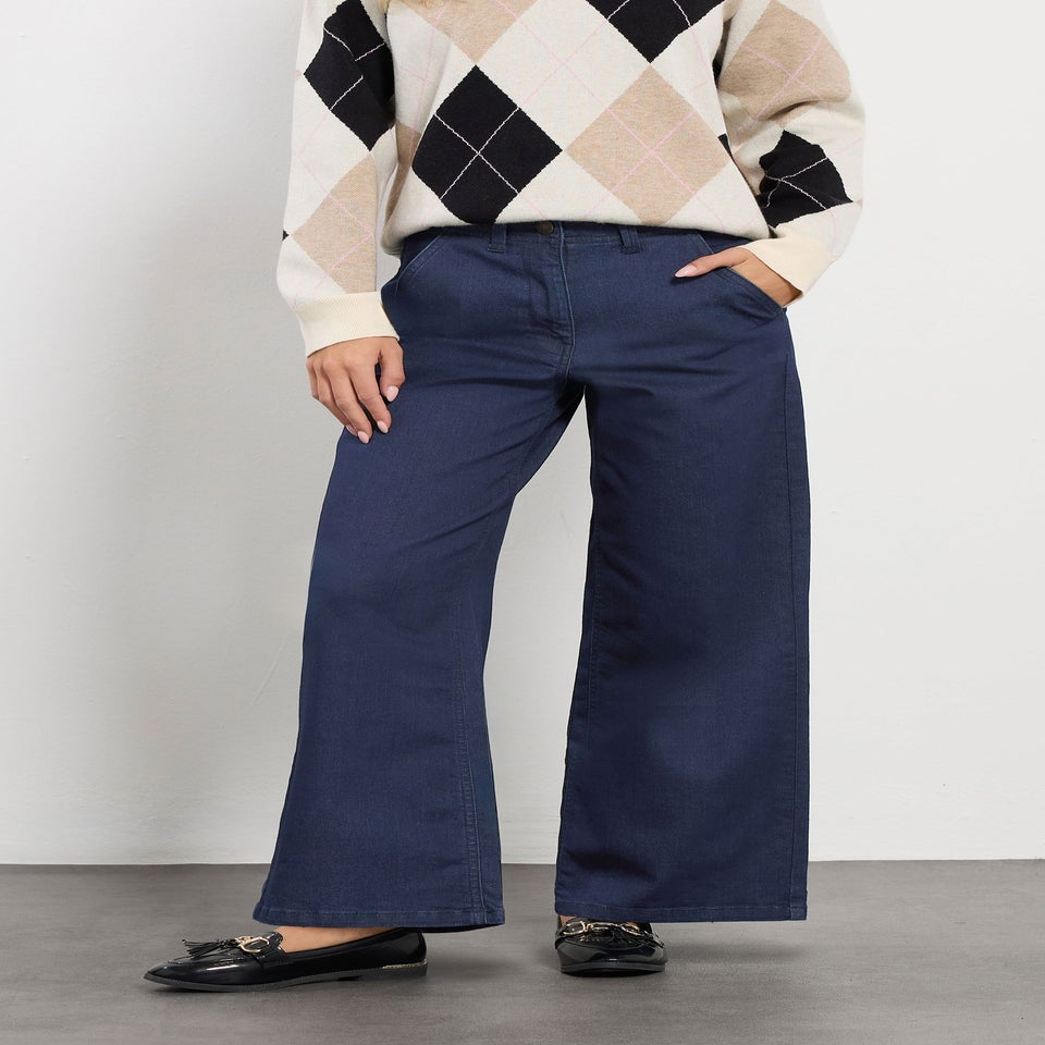M&Co Petite Indigo Blue Wide Leg Jeans