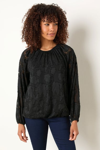 M&Co Black Floral Jacquard Blouse