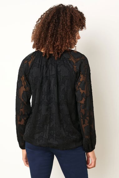 M&Co Black Floral Jacquard Blouse