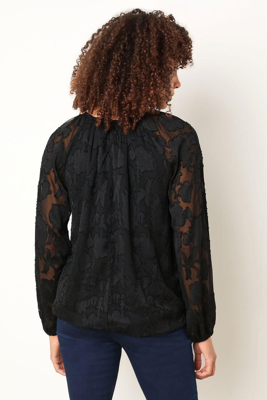 M&Co Black Floral Jacquard Blouse