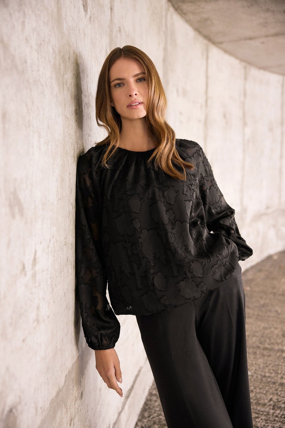 M&Co Black Floral Jacquard Blouse