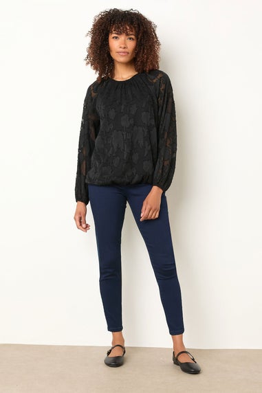 M&Co Black Floral Jacquard Blouse