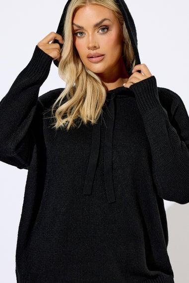 Yours Curve Black Knitted Hoodie
