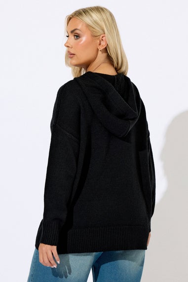 Yours Curve Black Knitted Hoodie