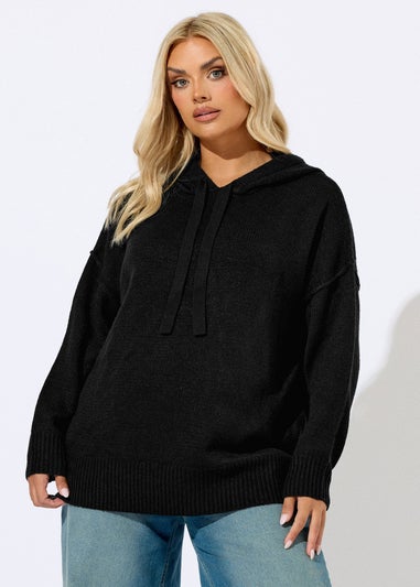 Yours Curve Black Knitted Hoodie