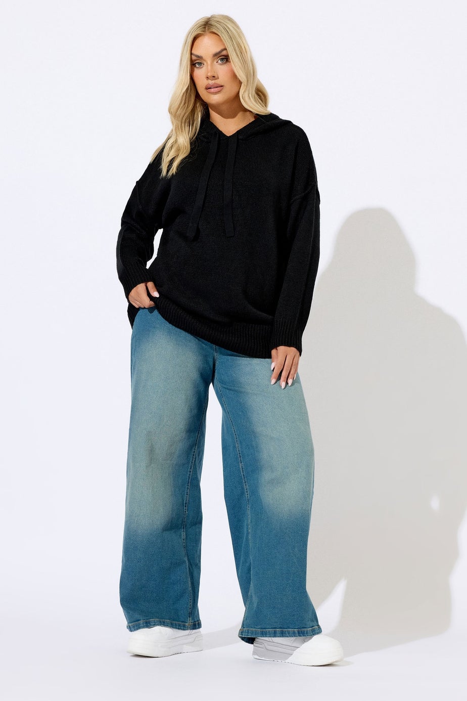 Yours Curve Black Knitted Hoodie