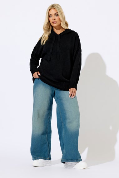 Yours Curve Black Knitted Hoodie