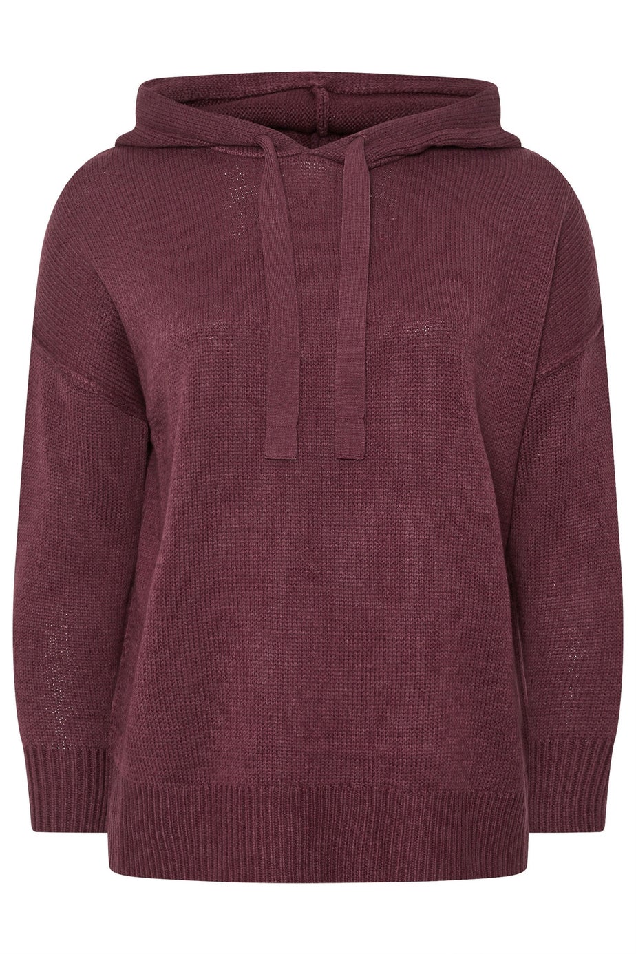 Yours Curve Burgundy Red Knitted Hoodie