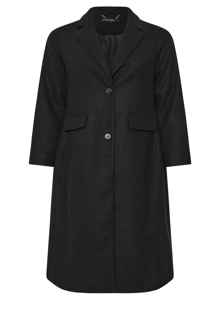 Evans Curve Black Longline City Coat