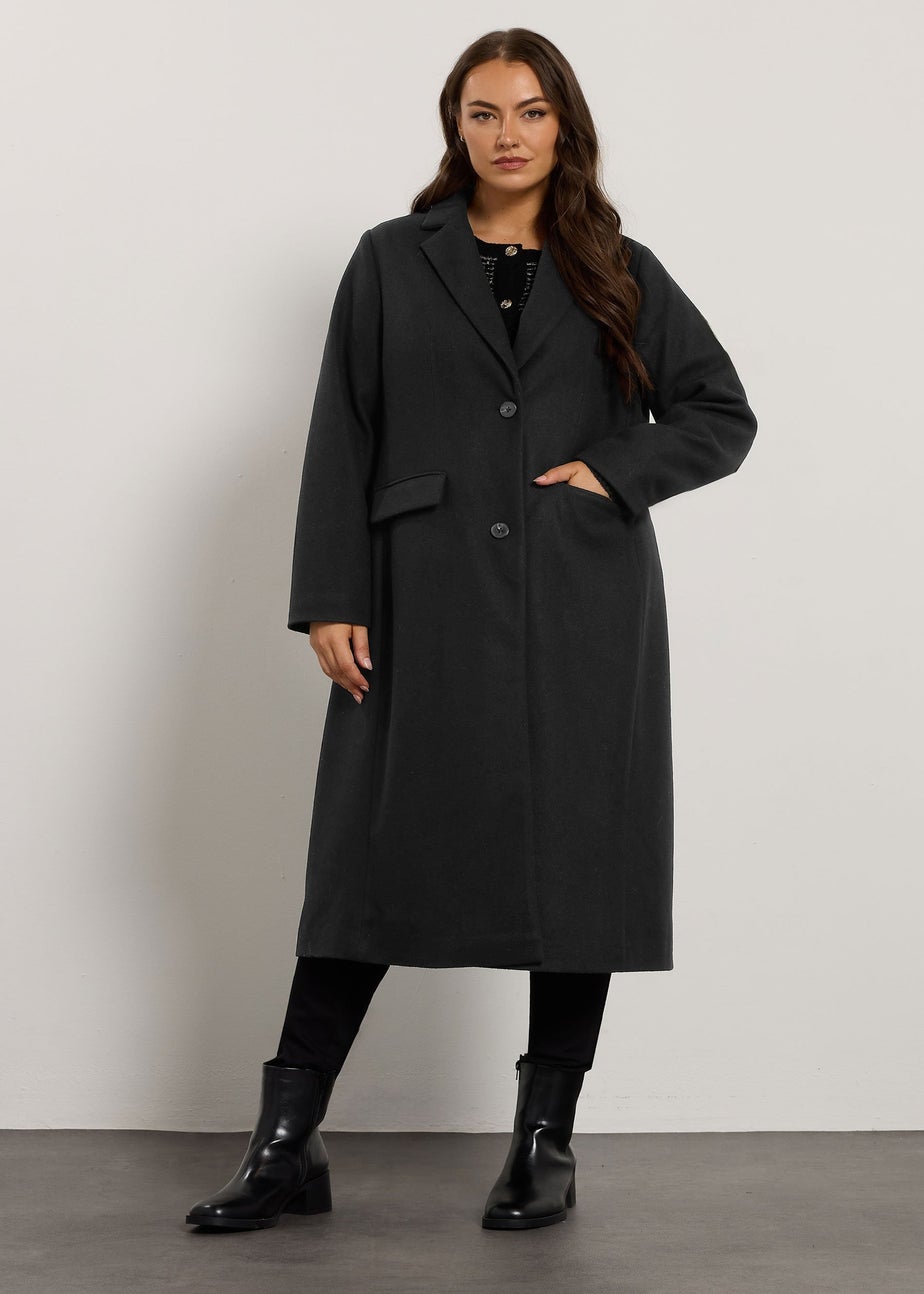 Evans Curve Black Longline City Coat