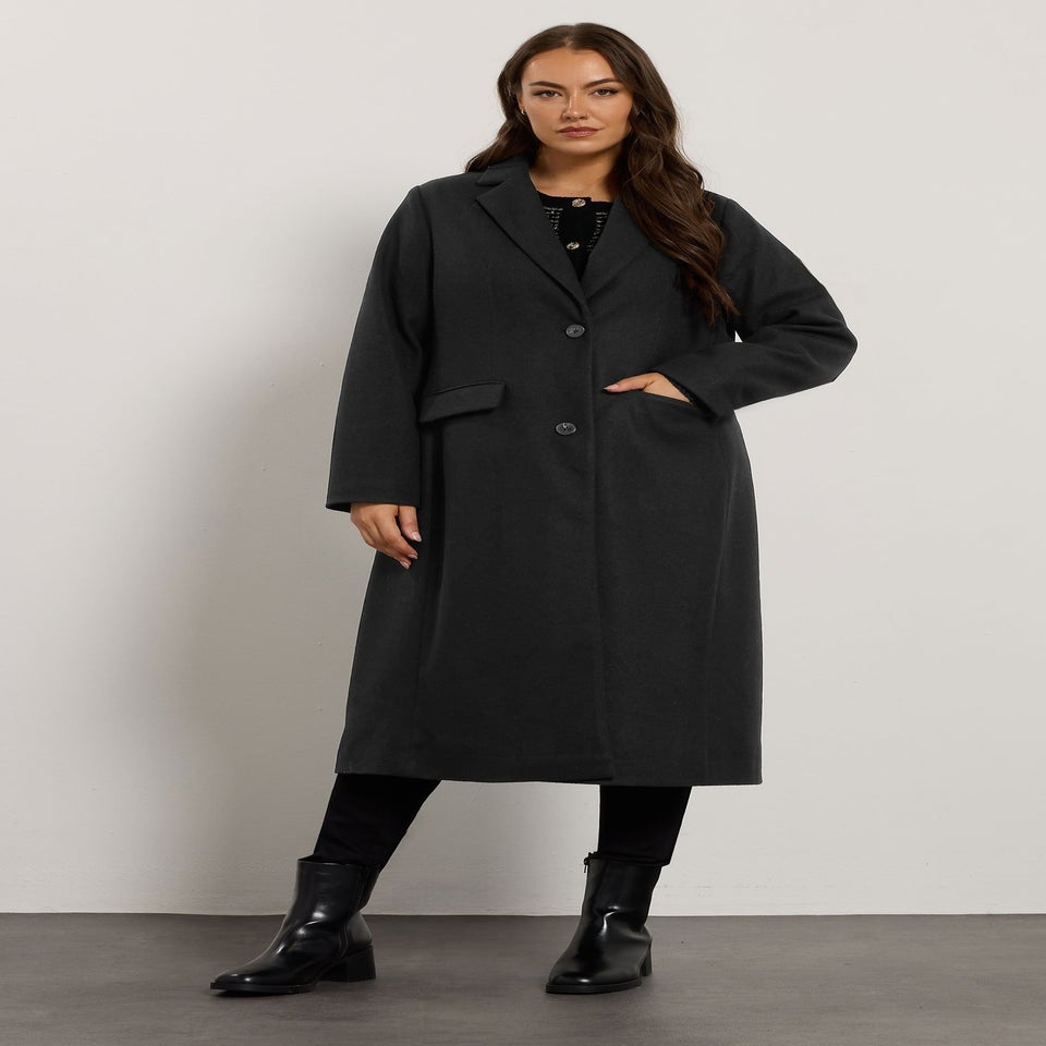 Evans Curve Black Longline City Coat