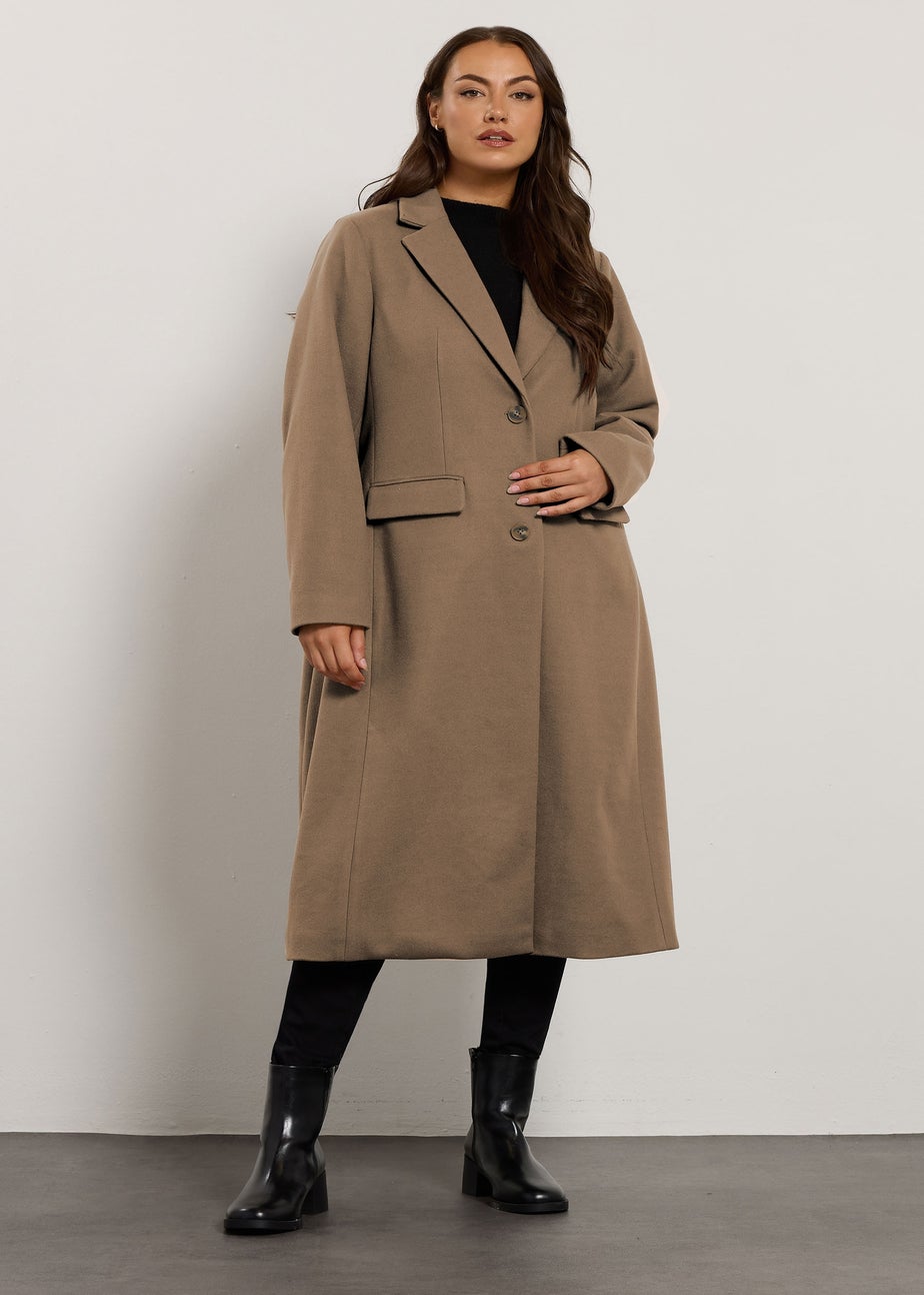 Evans Curve Mocha Brown Longline City Coat