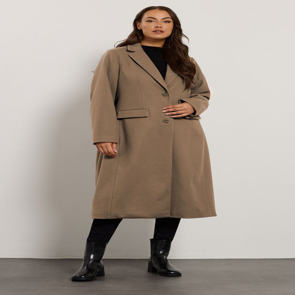 Evans Curve Mocha Brown Longline City Coat