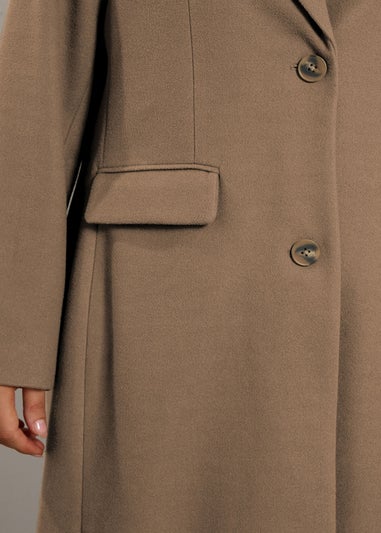 Evans Curve Mocha Brown Longline City Coat