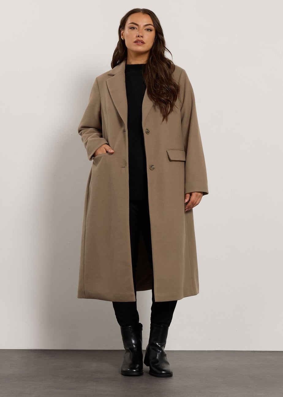 Evans Curve Mocha Brown Longline City Coat