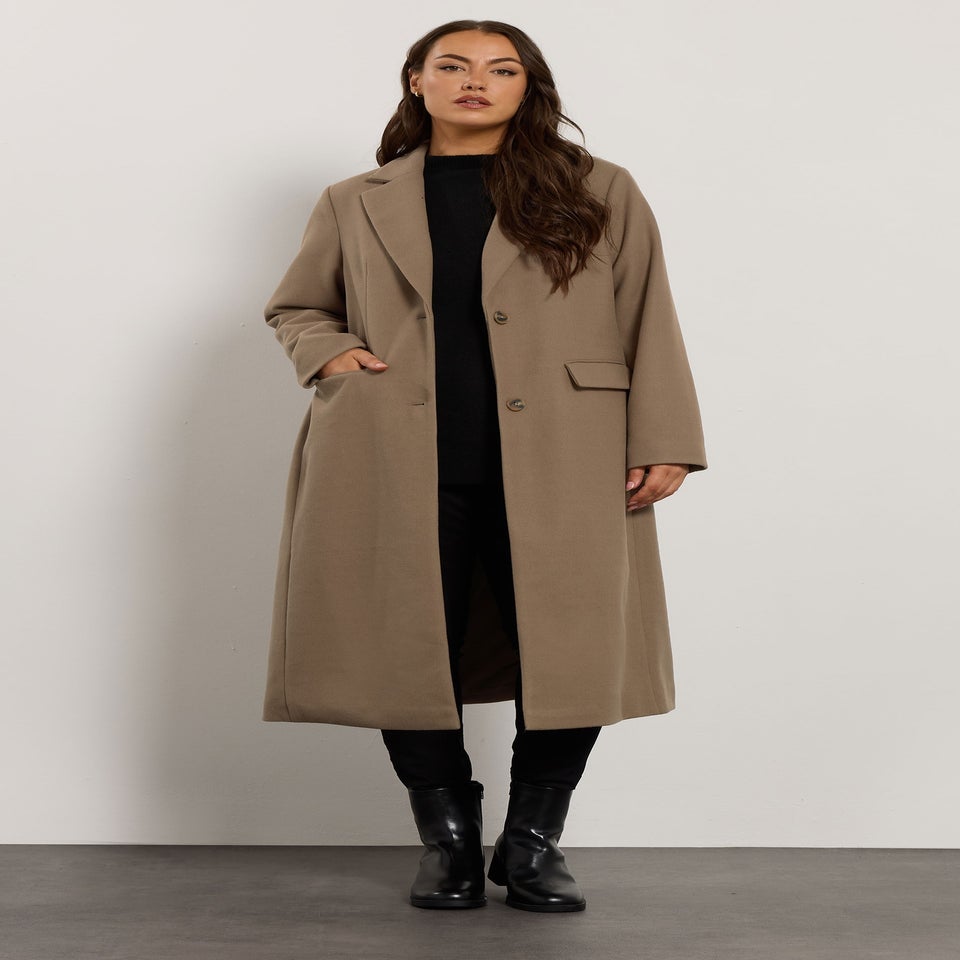 Evans Curve Mocha Brown Longline City Coat