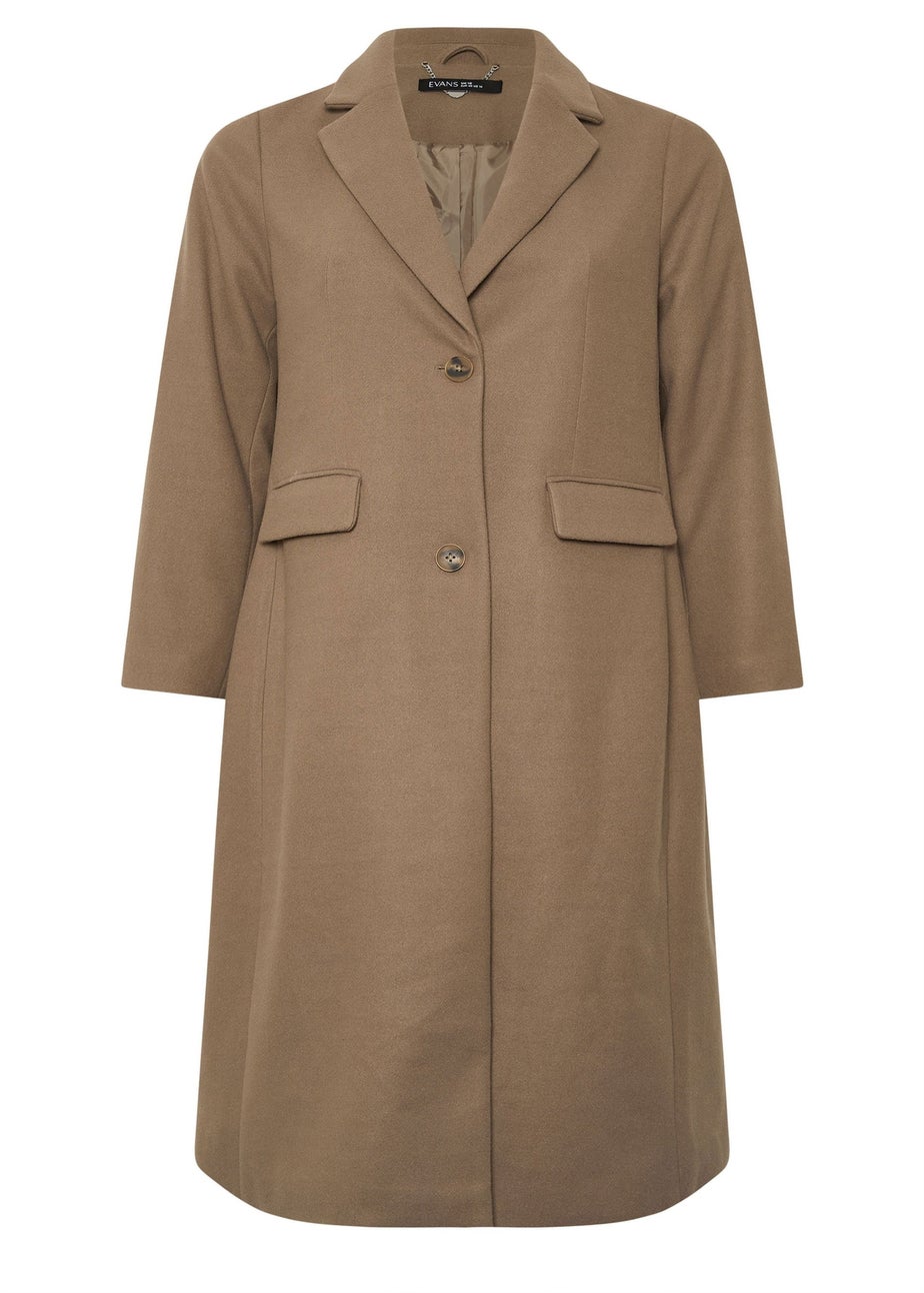 Evans Curve Mocha Brown Longline City Coat