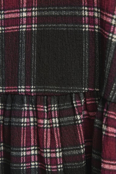 Yours Curve Black Check Textured Peplum Top