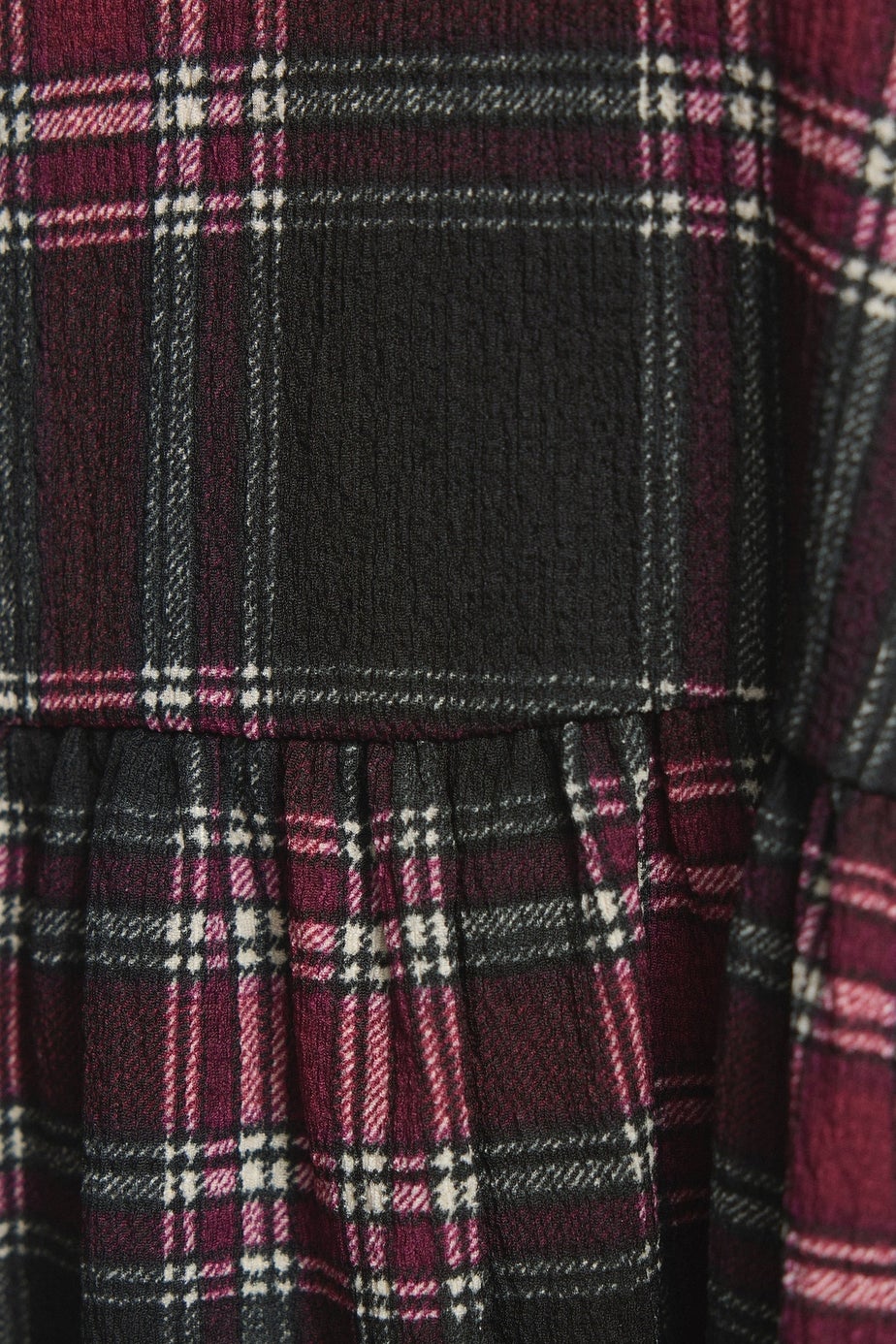 Yours Curve Black Check Textured Peplum Top