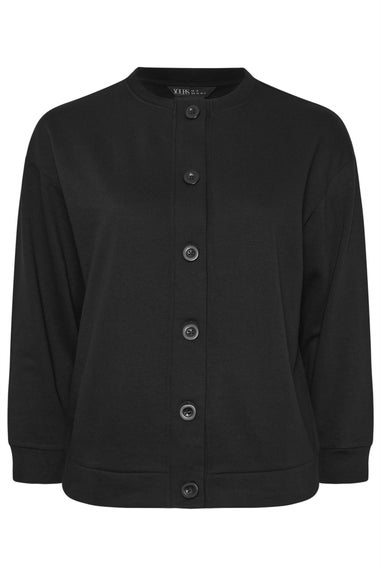 Yours Curve Black Button Cardigan