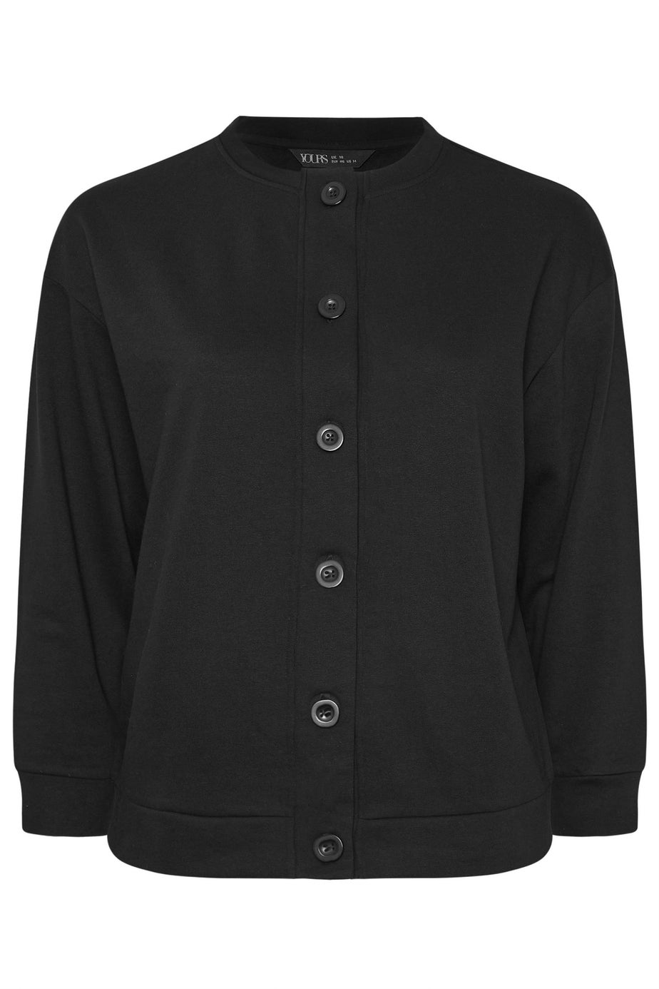 Yours Curve Black Button Cardigan