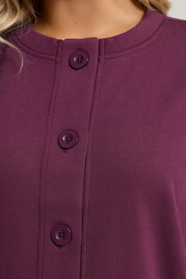 Yours Curve Burgundy Red Button Cardigan