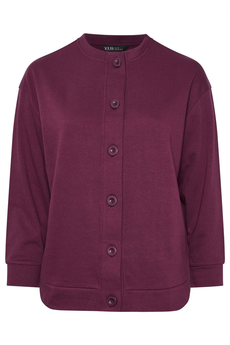 Yours Curve Burgundy Red Button Cardigan