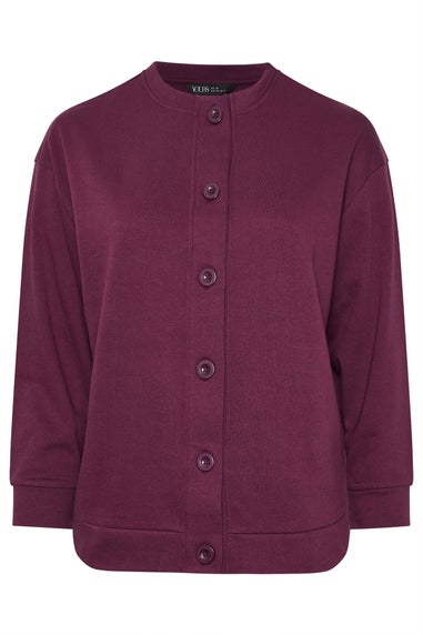 Yours Curve Burgundy Red Button Cardigan