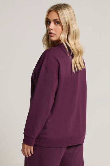 Yours Curve Burgundy Red Button Cardigan