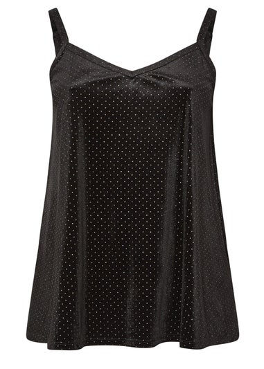 Yours Black Glitter Spot Cami Top