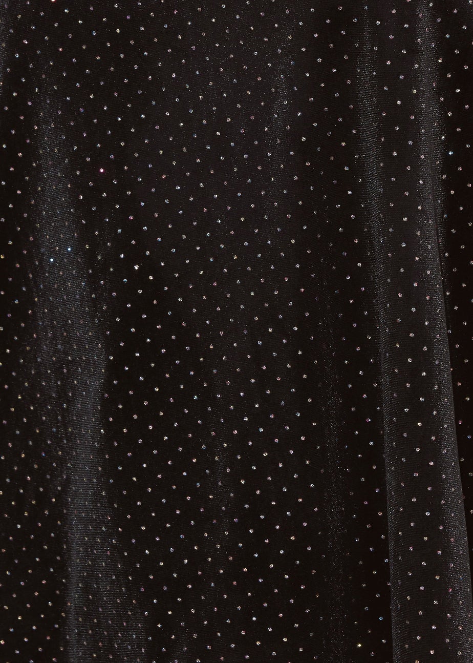 Yours Black Glitter Spot Cami Top