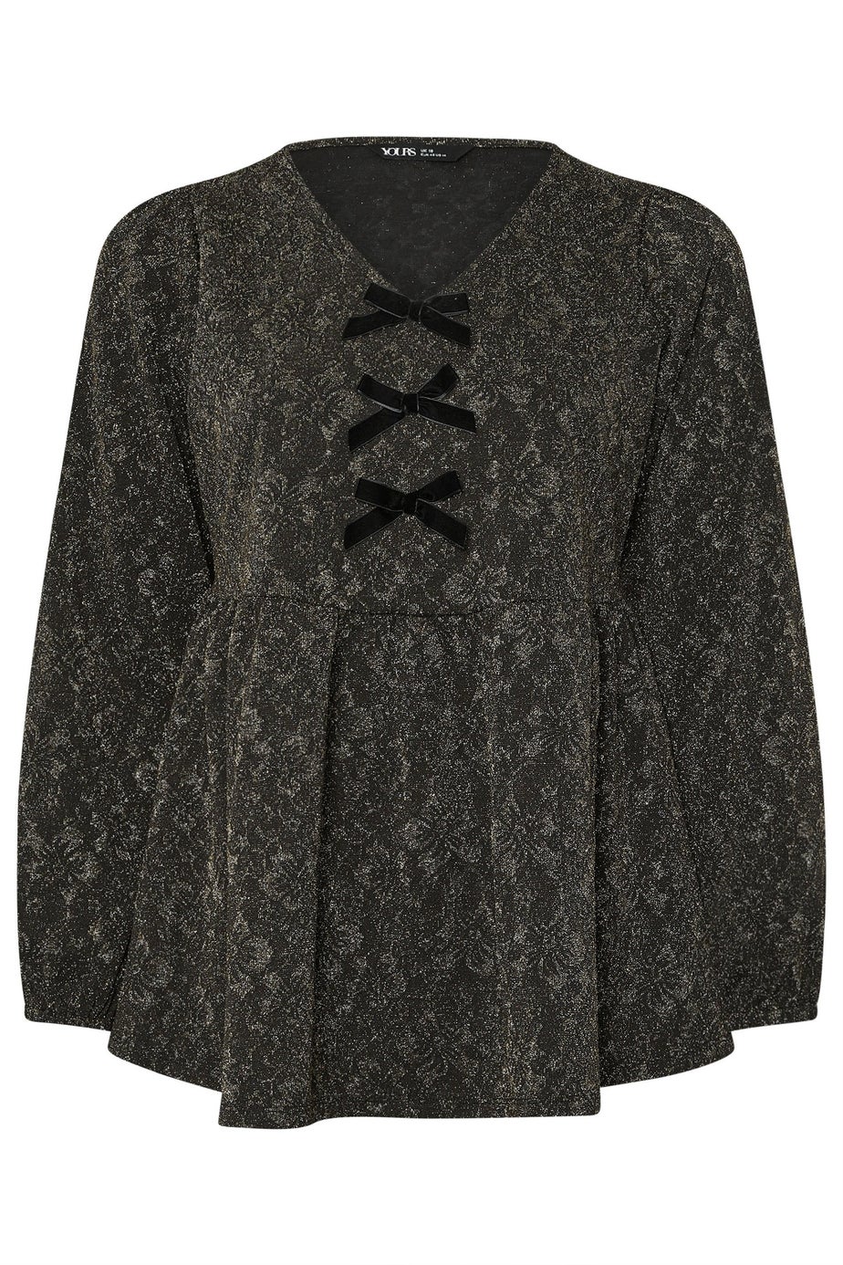 Yours Gold Floral Jacquard Bow Front Top