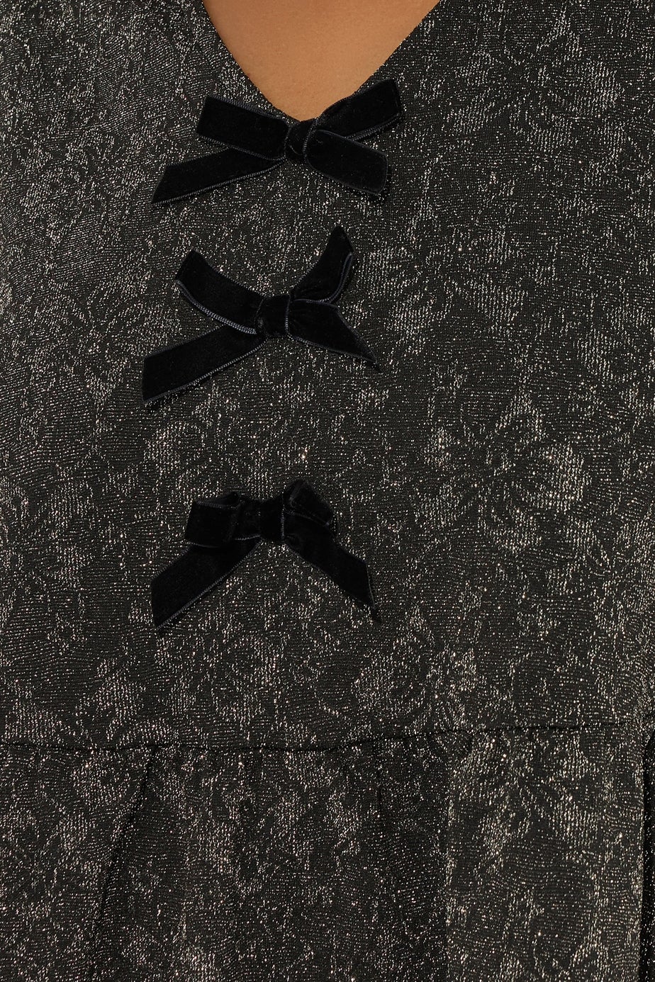 Yours Gold Floral Jacquard Bow Front Top