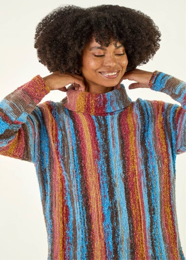 Roman Rust Space Dye Roll Neck Knit Jumper