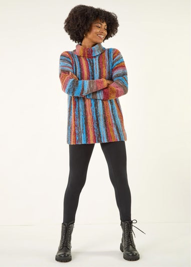 Roman Rust Space Dye Roll Neck Knit Jumper