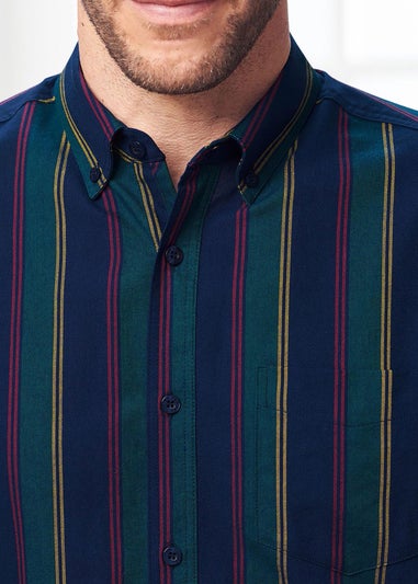 Cotton Traders Twilight Iconic Short Sleeve Patterned Oxford Shirt