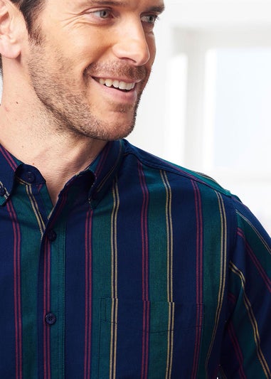 Cotton Traders Twilight Iconic Short Sleeve Patterned Oxford Shirt