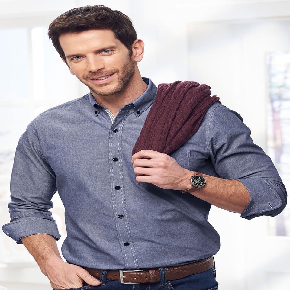 Cotton Traders Ink Iconic Long Sleeve Plain Oxford Shirt