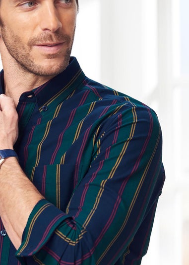 Cotton Traders Twilight Iconic Long Sleeve Patterned Oxford Shirt