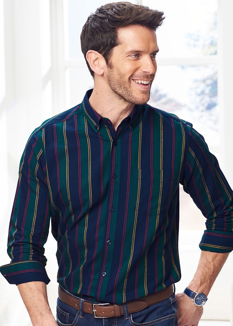 Cotton Traders Twilight Iconic Long Sleeve Patterned Oxford Shirt