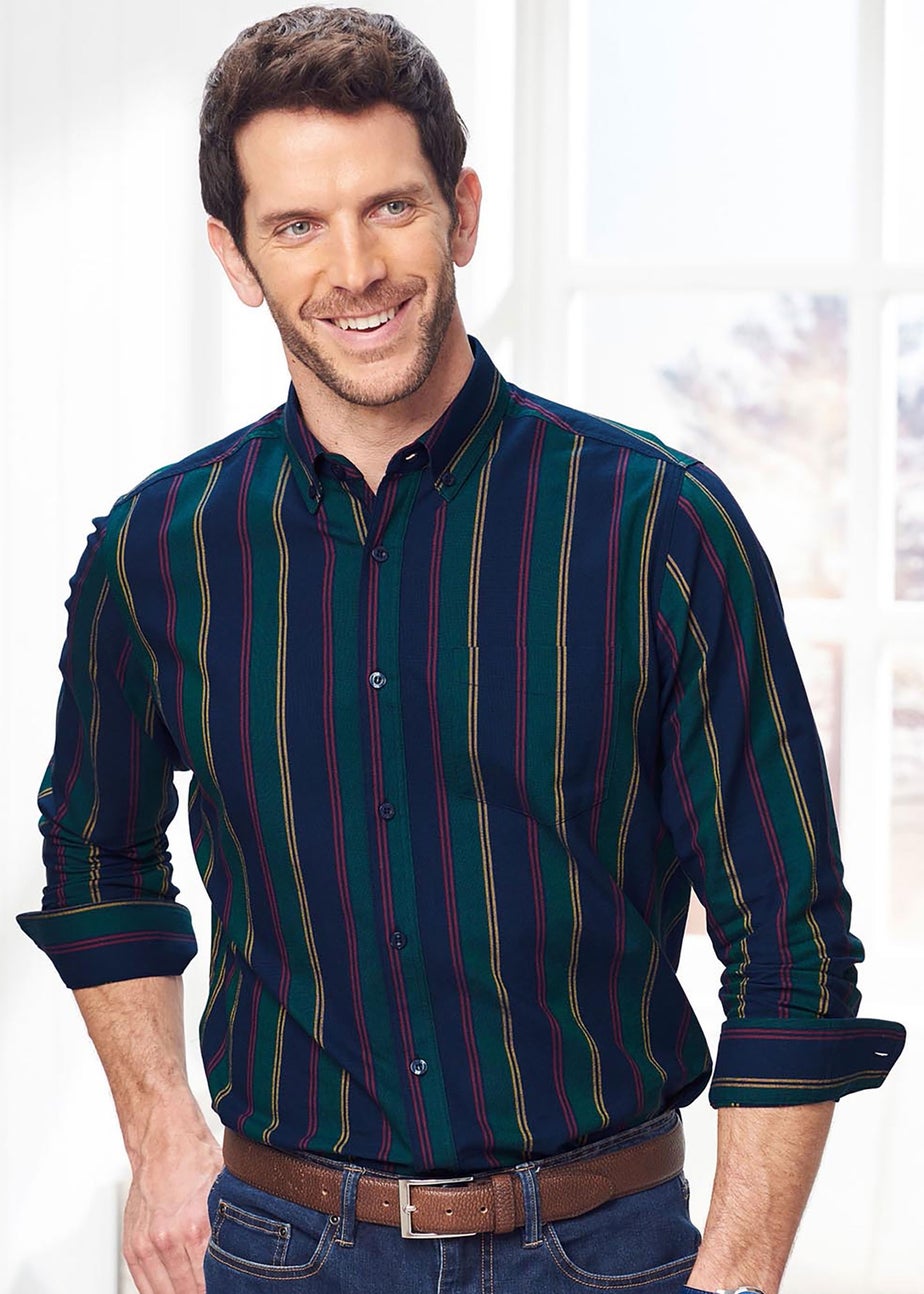 Cotton Traders Twilight Iconic Long Sleeve Patterned Oxford Shirt